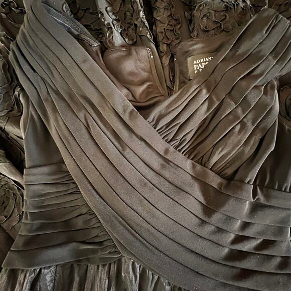 Adrianna Papell Dress Black Taffeta Fit Flare Cocktail Classic Elegant 2P - Picture 7 of 13